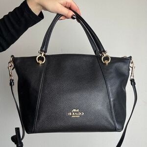 Coach Kacey Black Pebbled Leather Satchel Bag